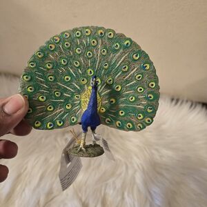Papo Peacock Figurine Decorative Bird - Green and Blue